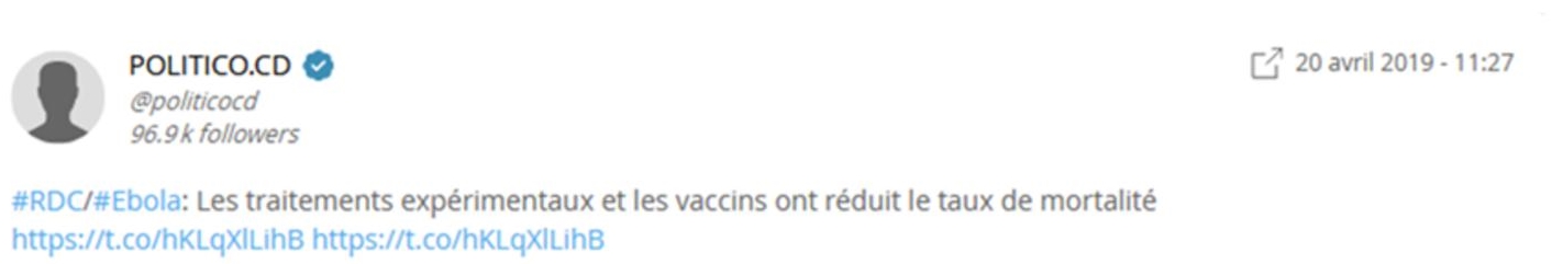 Snapshot of tweet relaying the effectiveness of the vaccine. 