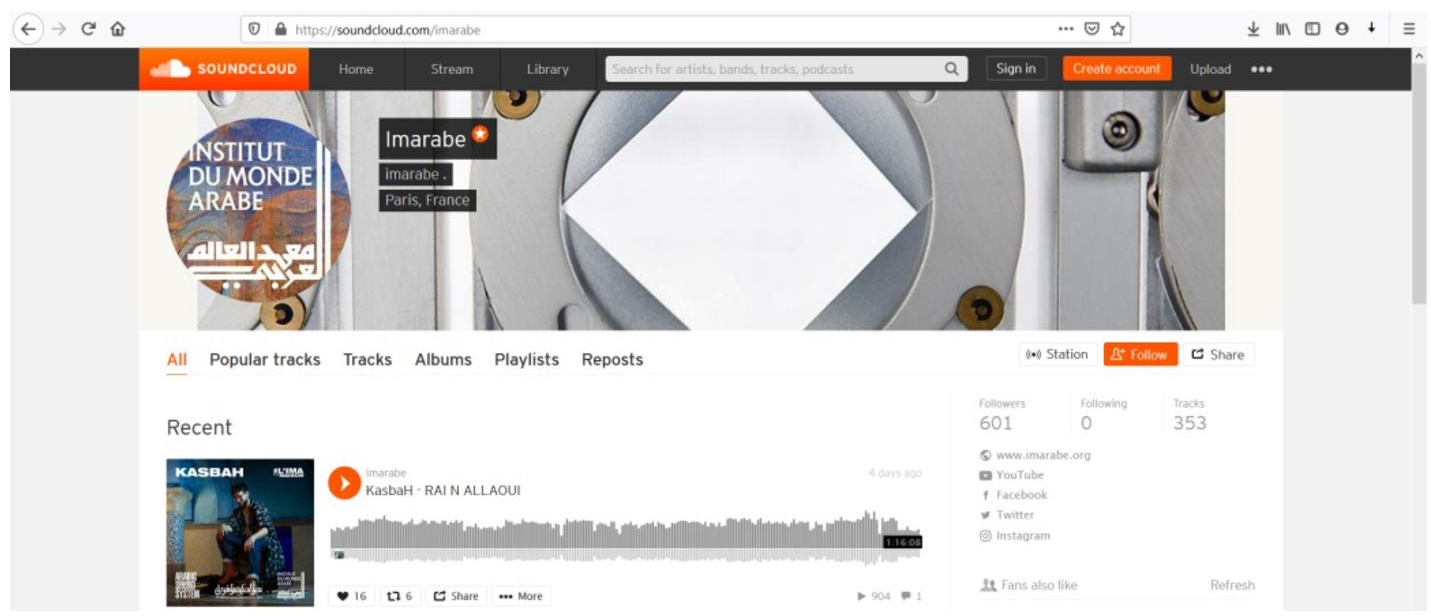 Snapshot of IM's SoundCloud account.