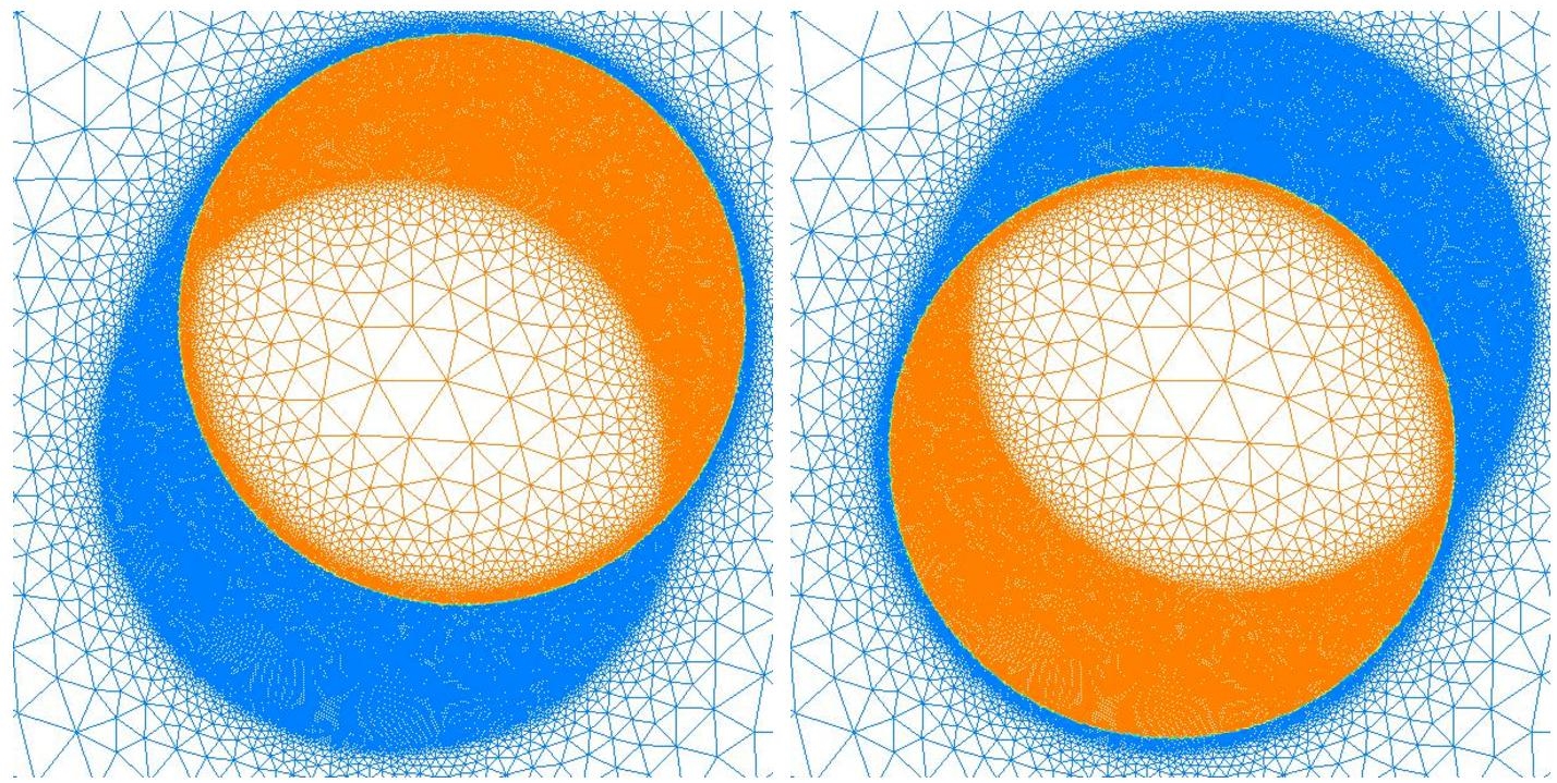 Schematic illustration of transient fixed-point mesh adaptation algorithm applied to the advection of a circle-shaped discontinuity between a region where physical density is equal to 1 a region where it is equal to 2.