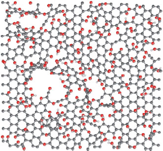 Schematic illustration of structure of graphene oxide after thermal exfoliation.