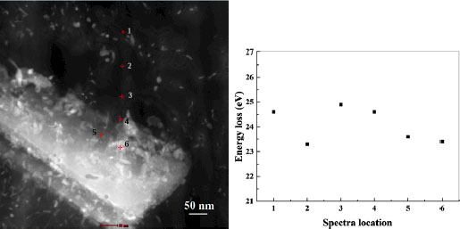 Schematic illustration of TEM view of a zone with CNT grown on GNP.