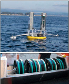 Photograph of cean wave power generator based on electrode coated dielectric elastomers.