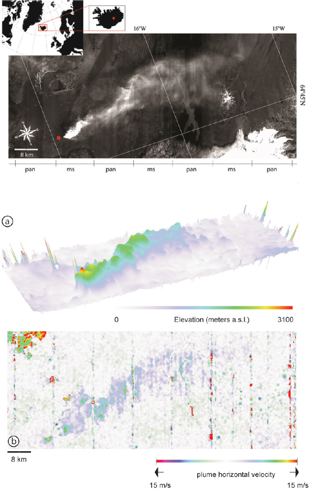 Schematic illustration of the Holuhraun eruption seen in the reconstructed image from Landsat.