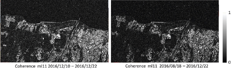 Schematic illustration of coherence images computed with a 12 day interval.
