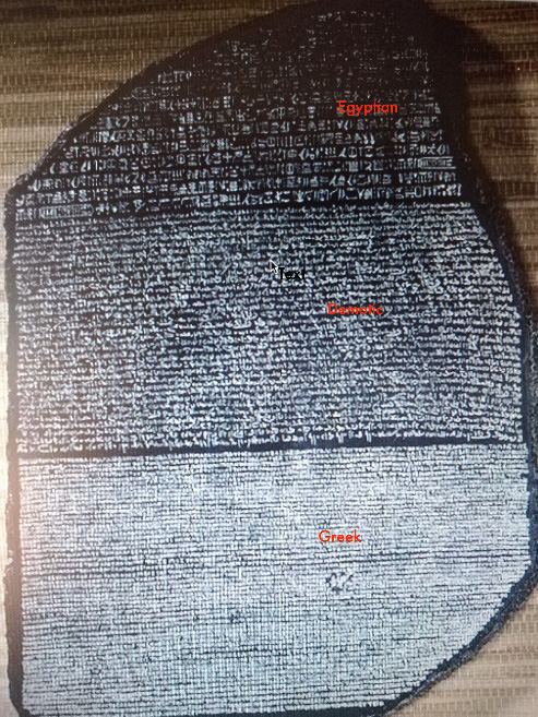 Figure 1.5 – Rosetta Stone with the three languages detected
