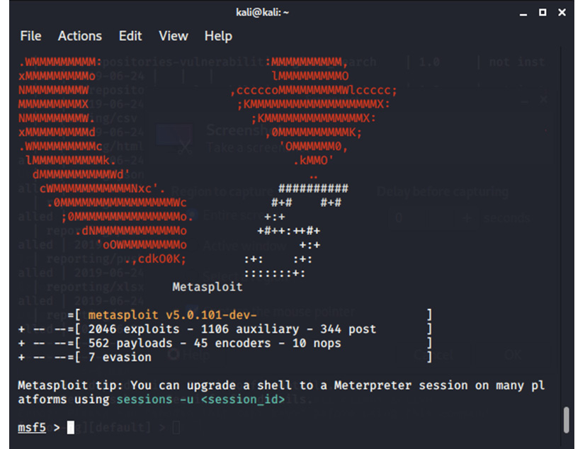 Figure 4.15 – Metasploit main window
