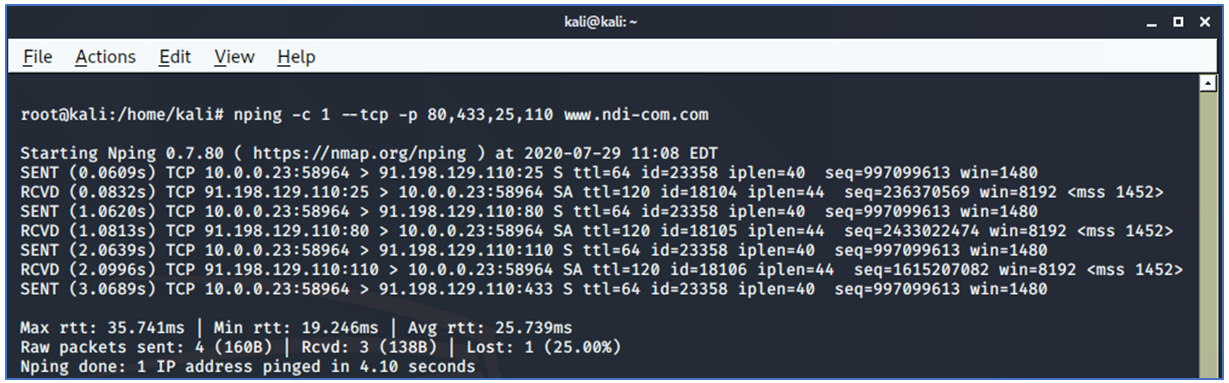 Figure 4.16 – Linux Nping
