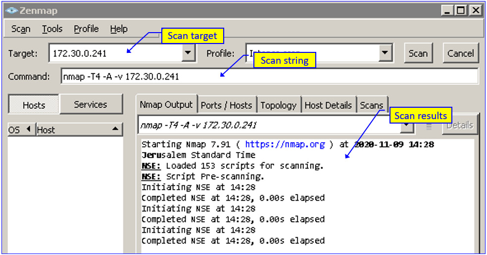Figure 7.9 – Configuring nmap for device scanning
