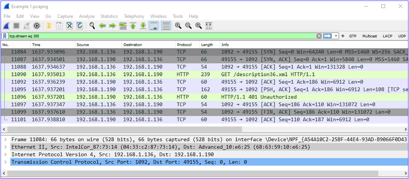 Figure 9.12 – TCP stream packets
