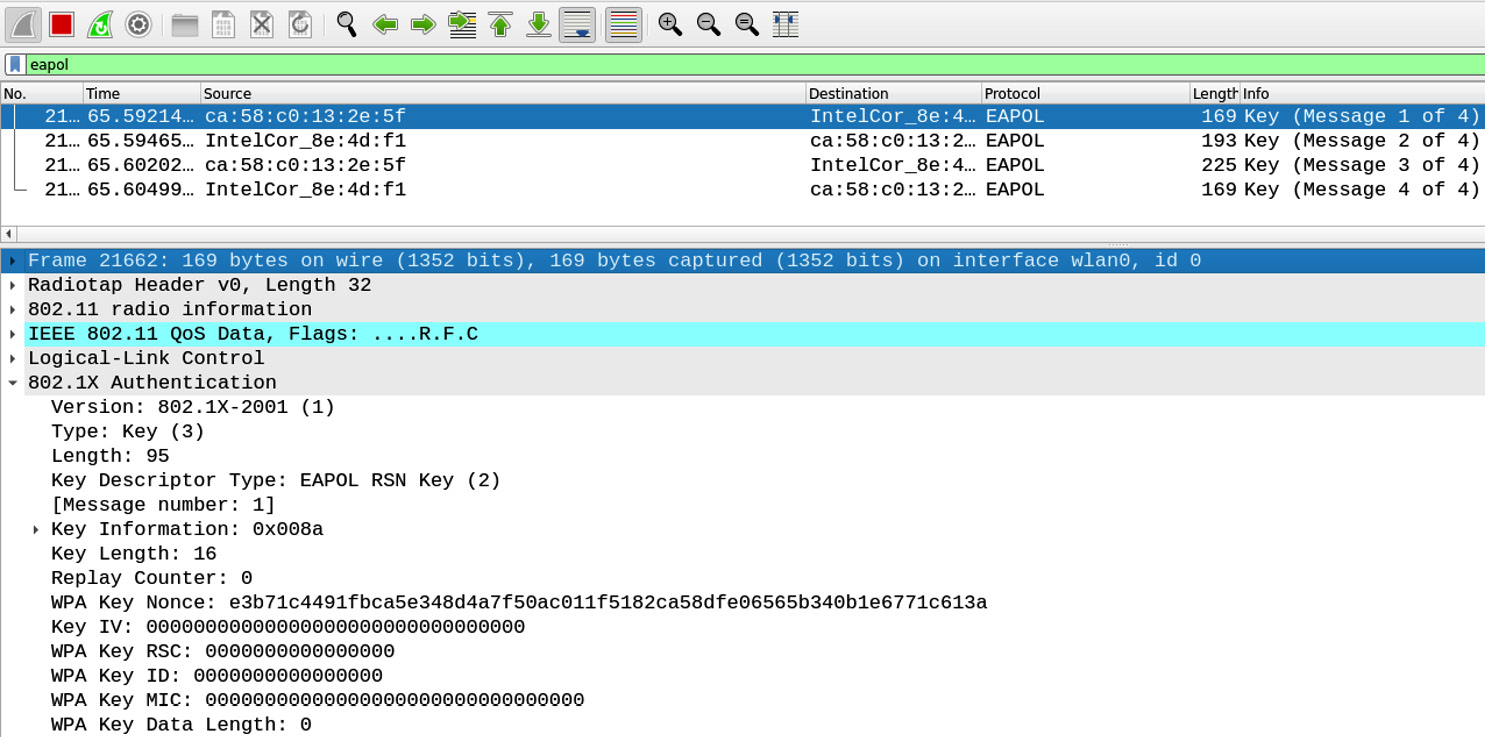 Figure 11.23 – WPA/WPA2 messages captured
