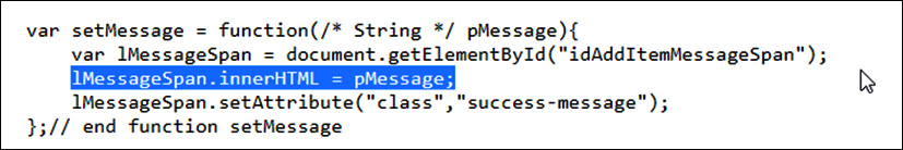  Figure 14.24 – Vulnerable JavaScript code
