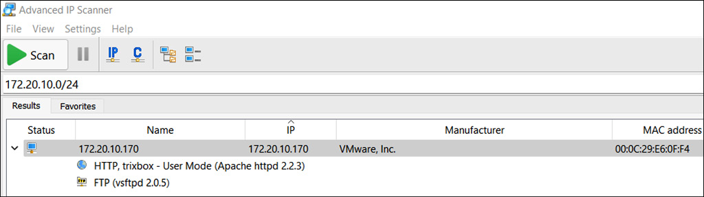 Figure 16.10 – Advanced IP Scanner VoIP server scan
