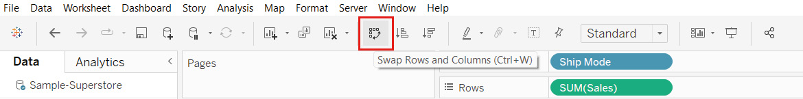 Figure 1.25: A screenshot showing the Swap Rows and Columns button
