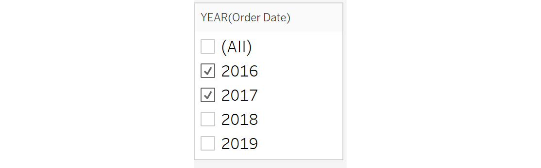 Figure 8.41: Adding a YEAR filter
