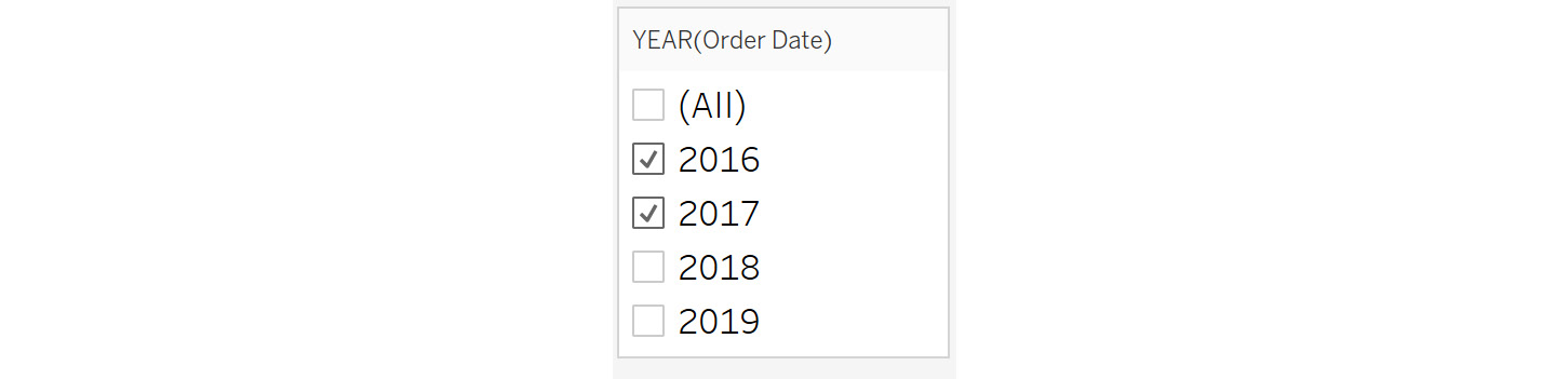Figure 8.48: Adding a YEAR filter
