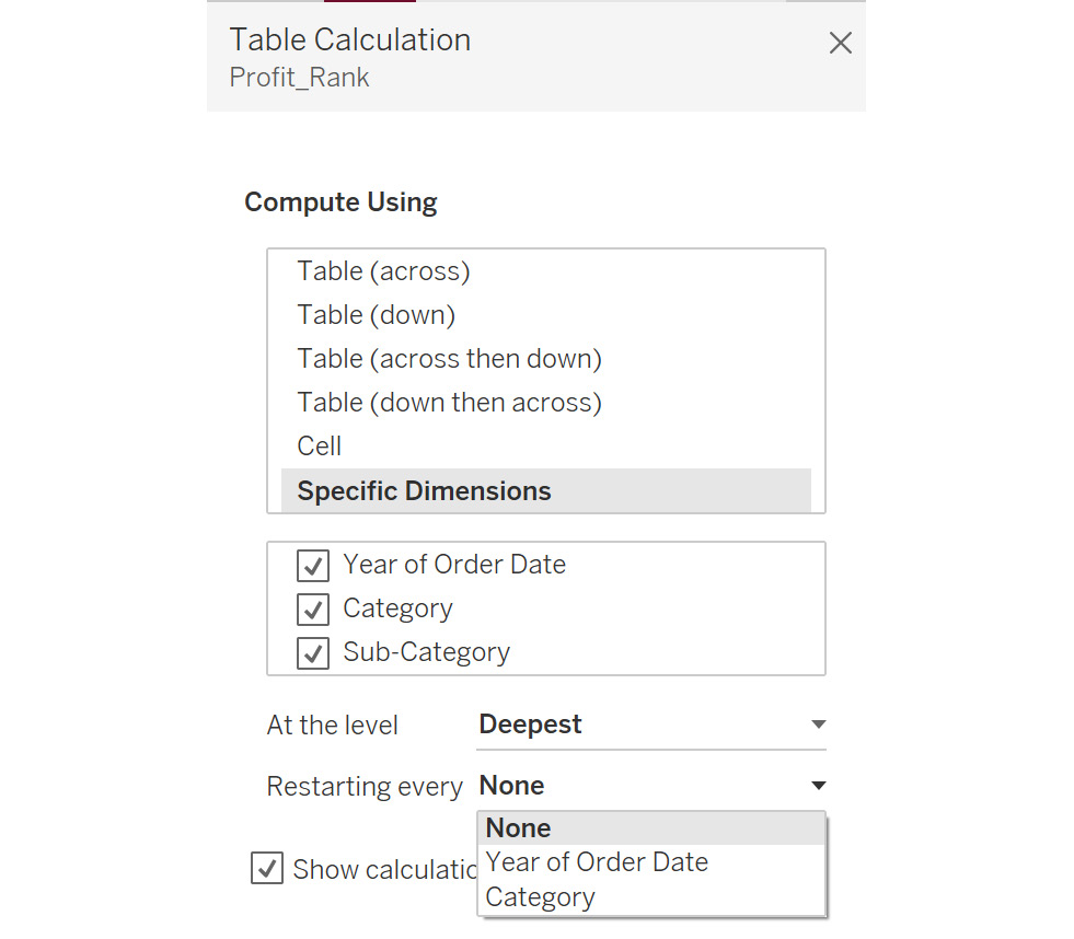Figure 8.73: Various options under the Restarting every dropdown
