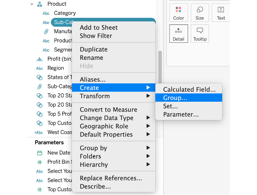 Figure 11.6: Creating a group from the Data pane
