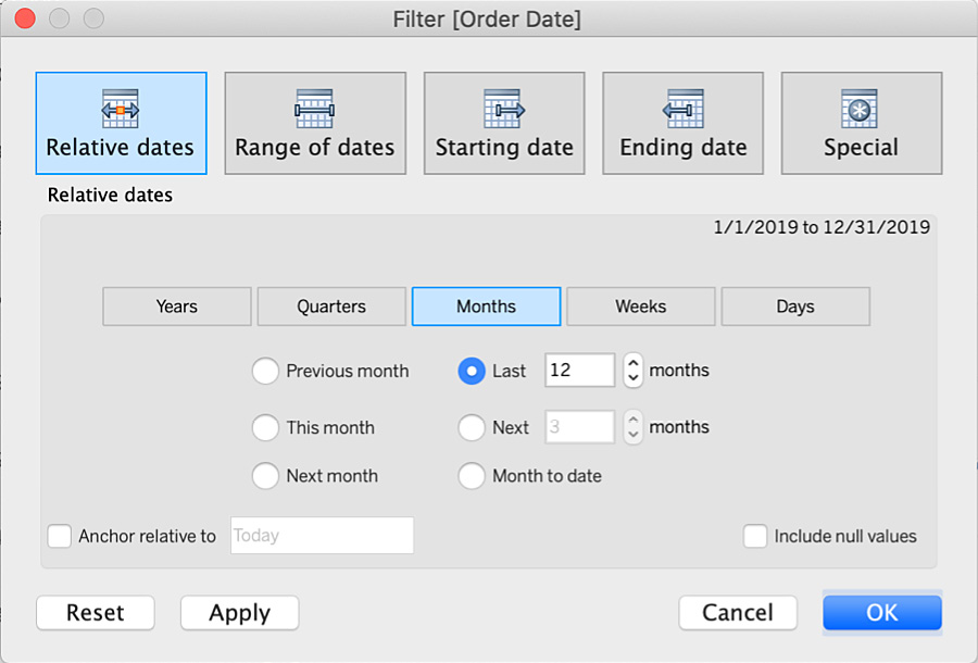 Figure 11.41: Filter by Relative dates
