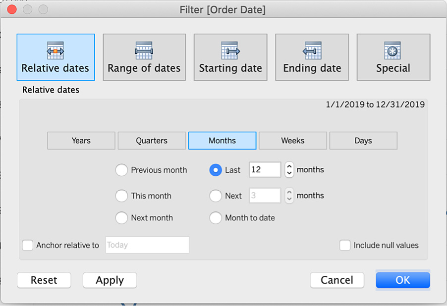 Figure 11.48: Relative dates date filter 
