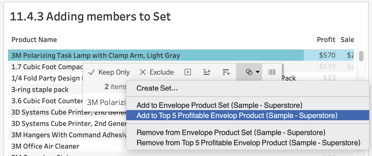 Figure 11.81: Adding the product to the set
