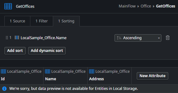 Figure 11.10 – Sorting functionality in aggregates with entities from Local Storage
