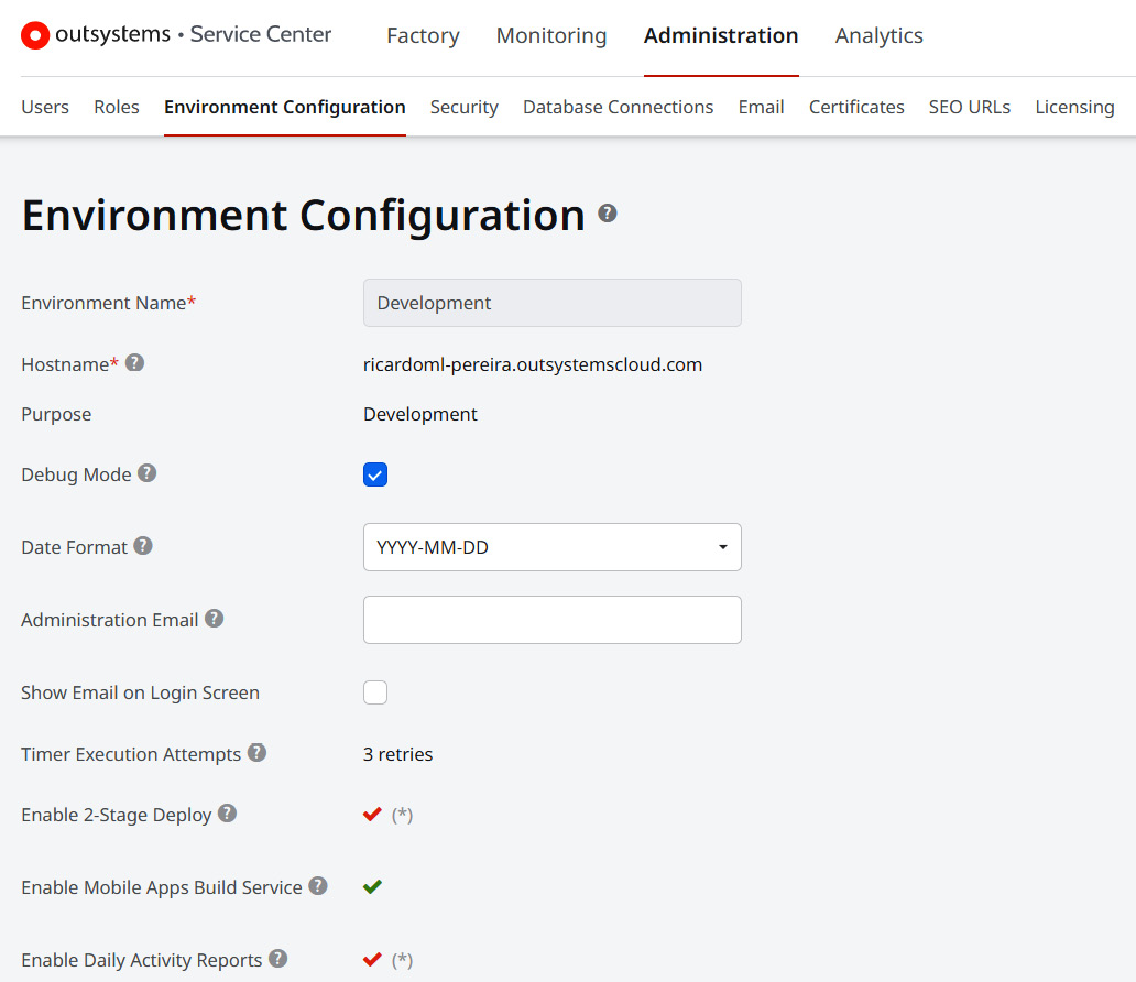 Figure 2.12 – The Service Center Administration and Environment Configuration tabs
