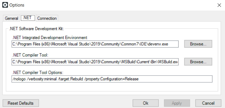 Figure 2.16 – The Integration Studio popup to configure the connection with Microsoft Visual Studio
