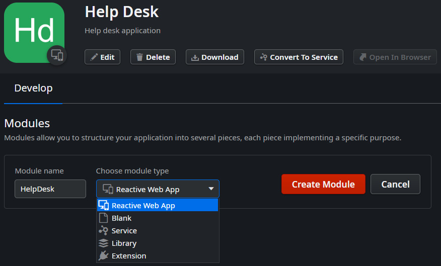 Figure 4.1 – Module types for web applications
