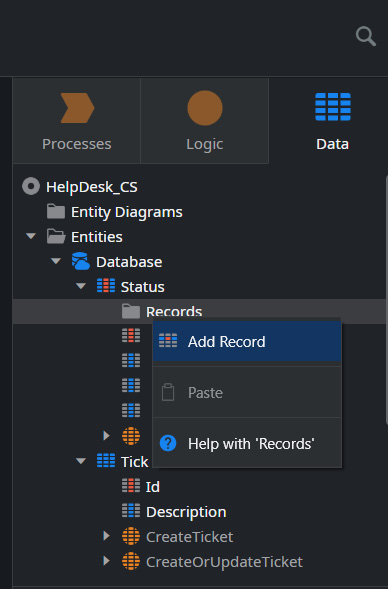 Figure 5.17 – Creating a record on a Static Entity
