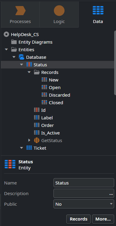 Figure 5.18 – Status Static Entity with records view
