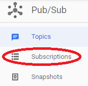 Figure 15.6 – Pub/Sub menu: Subscriptions
