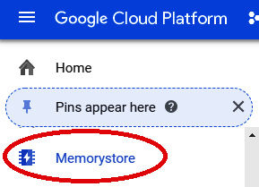 Figure 11.3 – Navigation menu: Memorystore
