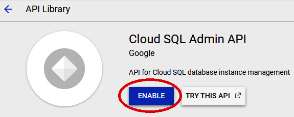 Figure 11.27 – Enable Cloud SQL Admin API
