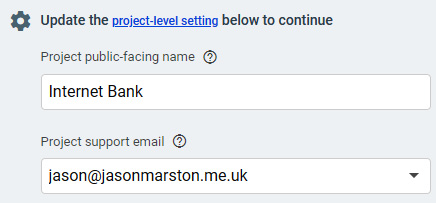 Figure 14.11 – Project public-facing name and support email
