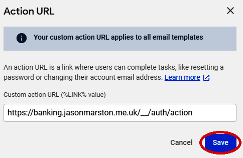 Figure 14.13 – Saving action URL
