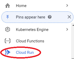 Figure 18.13 – Nav Menu: Cloud Run
