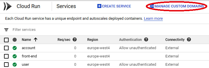 Figure 18.14 – MANAGE CUSTOM DOMAINS
