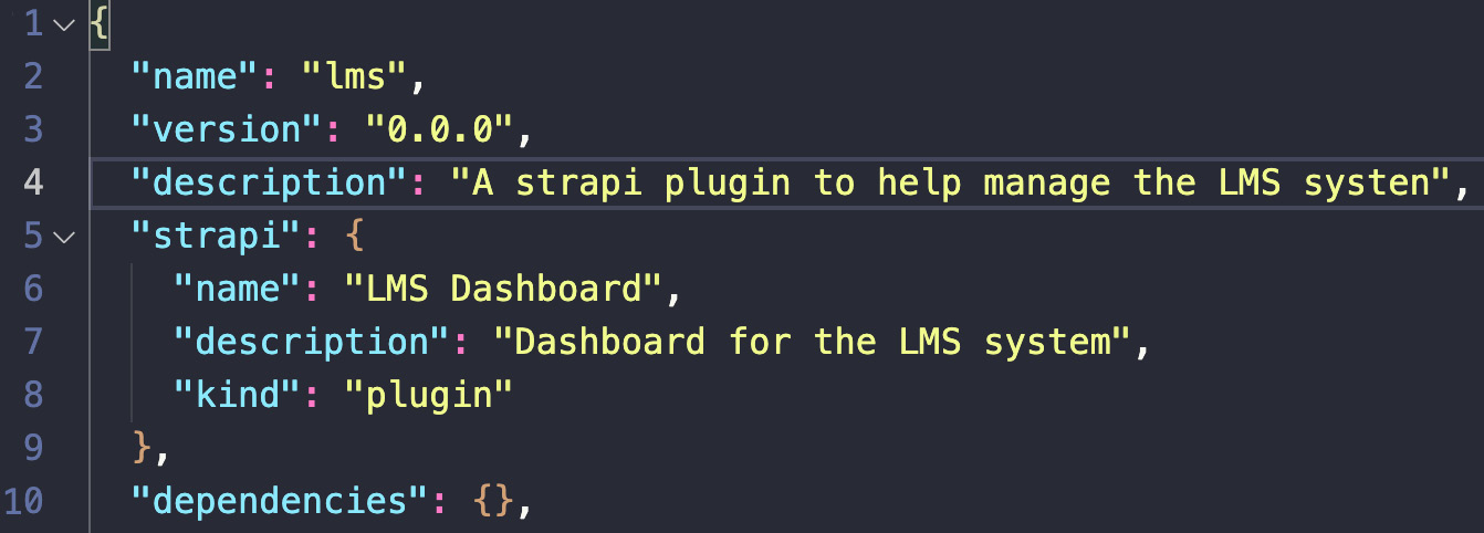 Figure 8.12: We can update the plugin metadata from the package.json strapi section