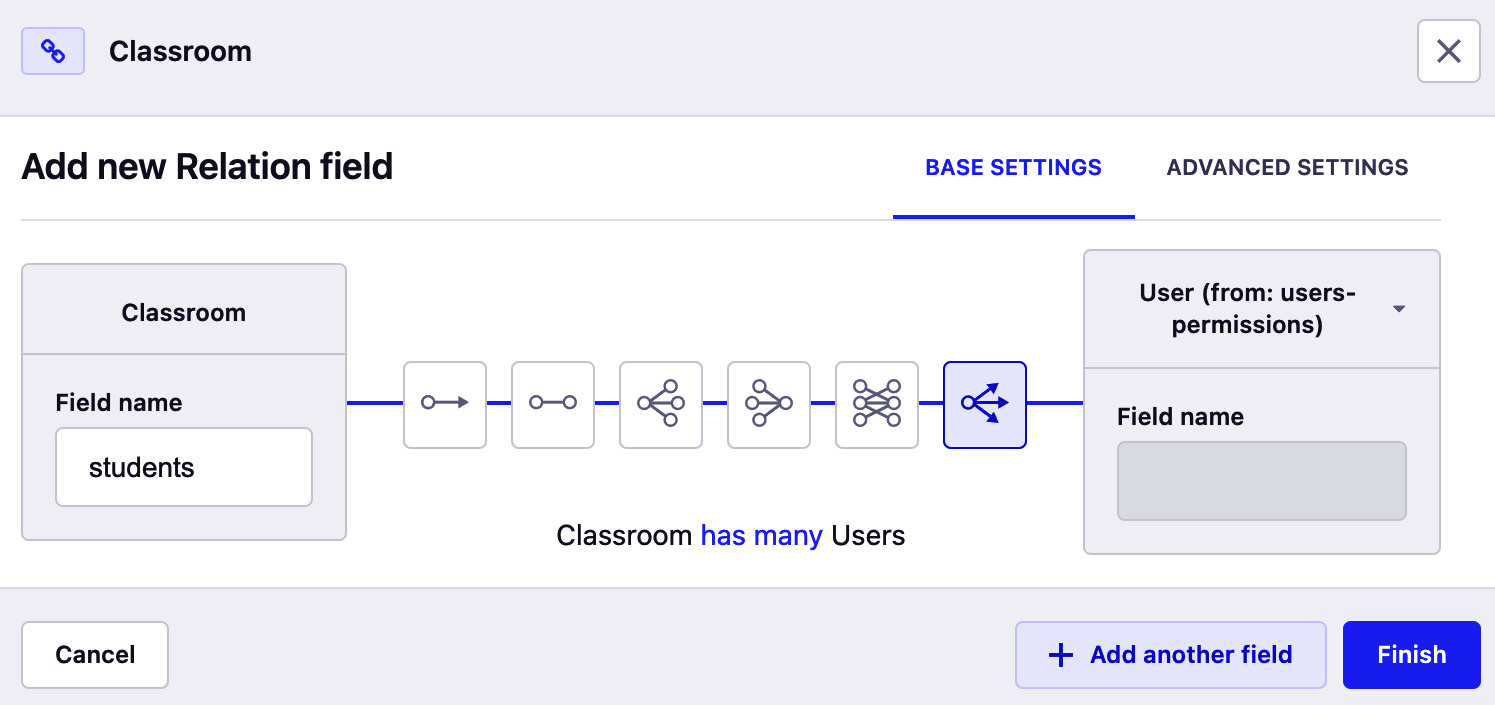 Figure 8.16: Setting up the relationship between classrooms and users