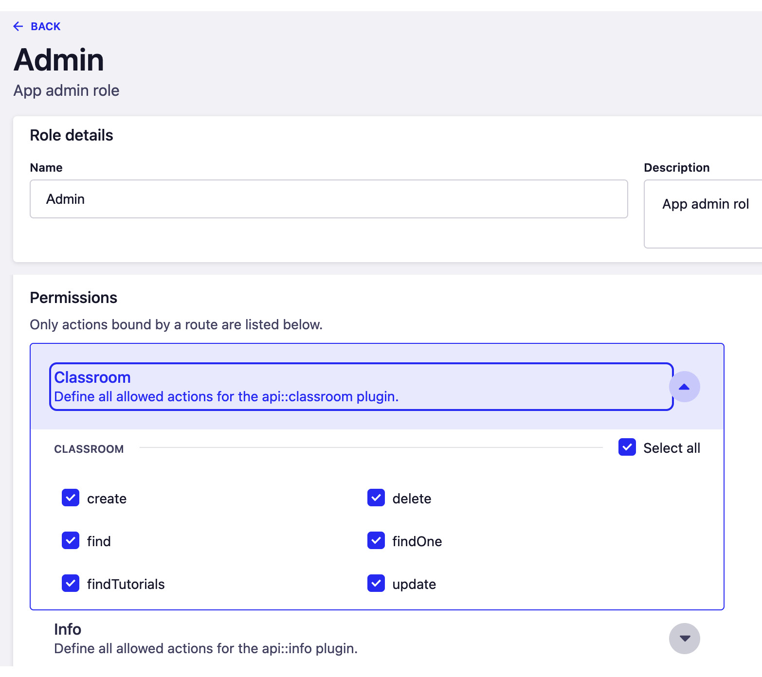 Figure 9.3: Admin role permissions enabled