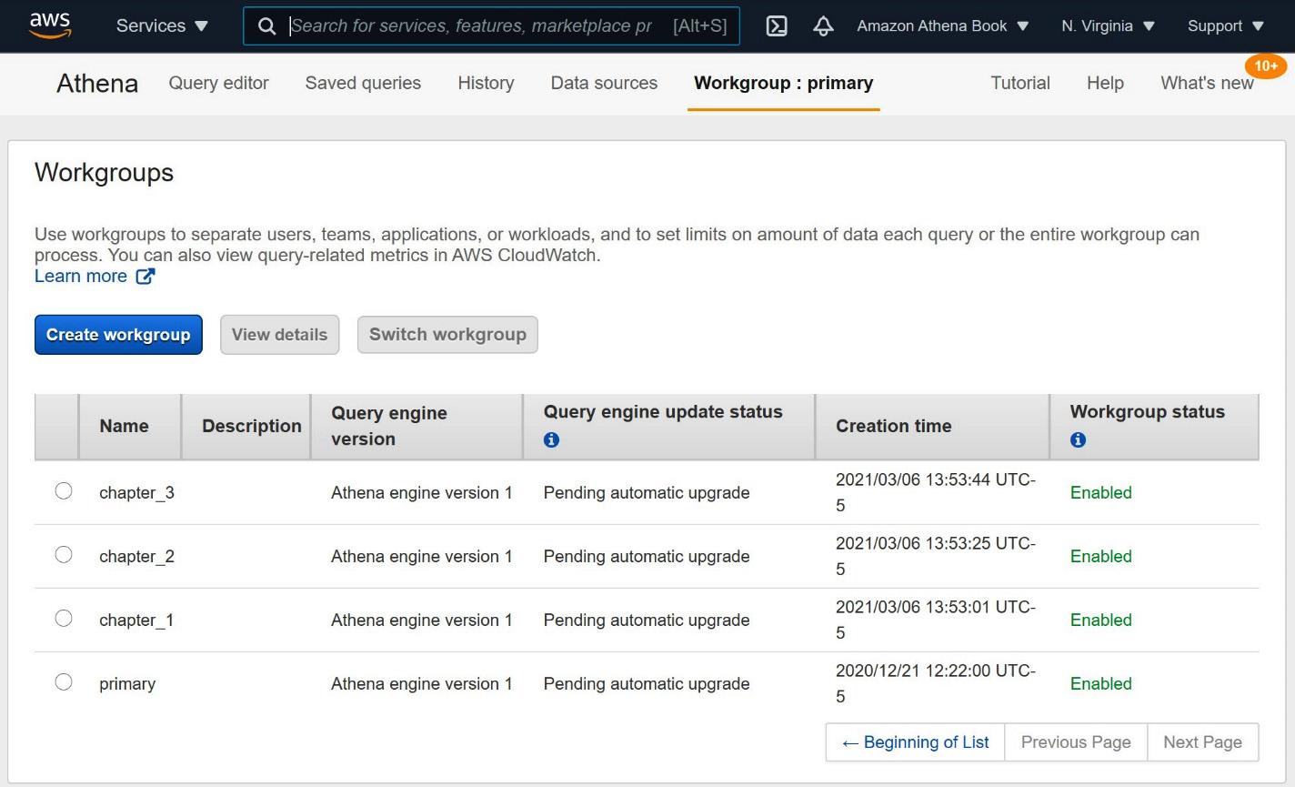 Figure 3.1 – The Athena WorkGroups screen
