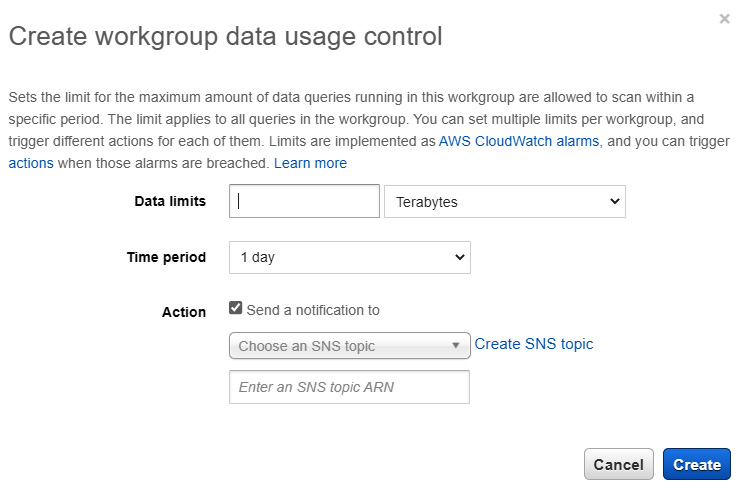 Figure 11.4 – Creating a workgroup data usage alarm
