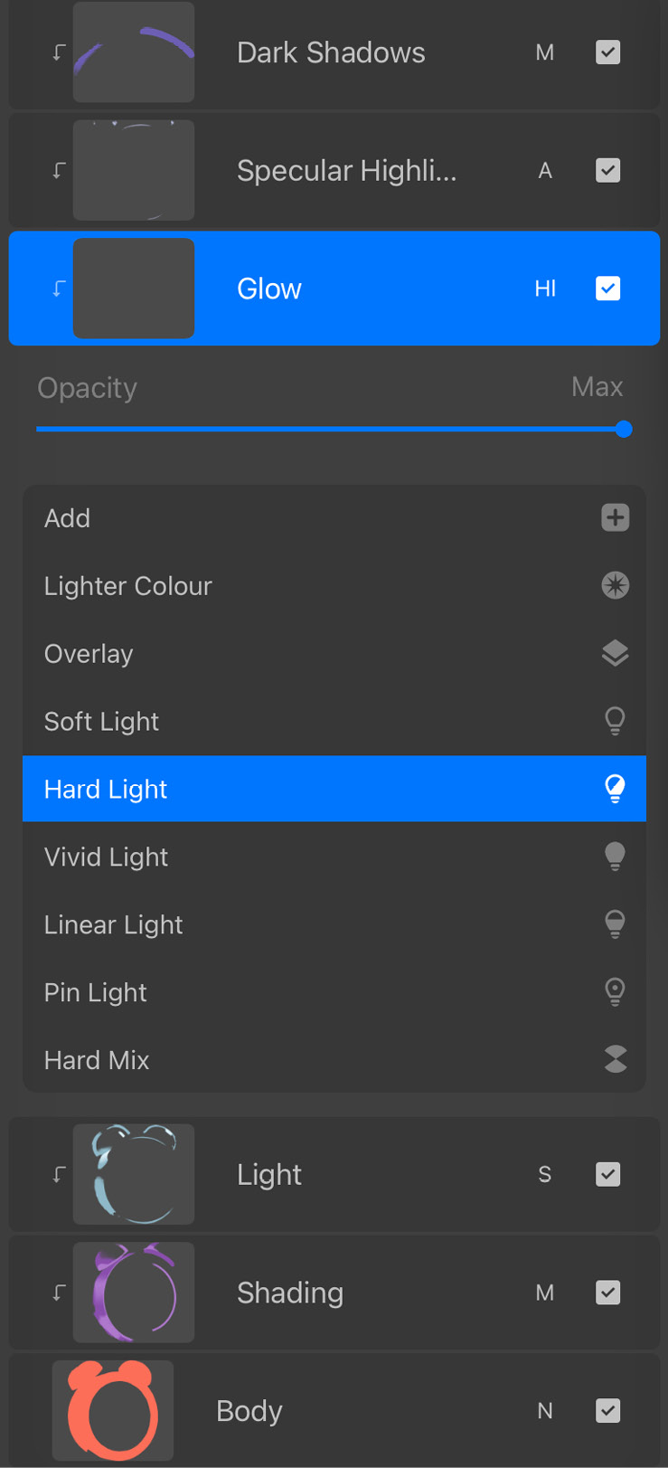 Figure 16.18: New Hard Light layer
