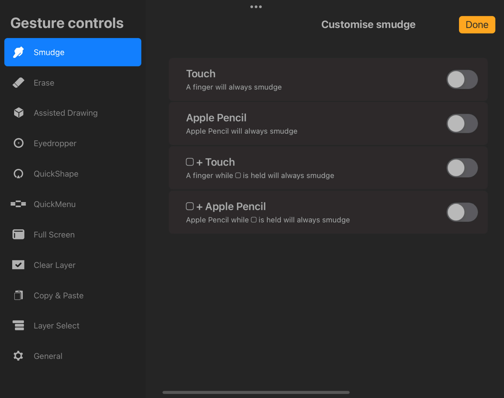 Figure 6.20: Gesture controls
