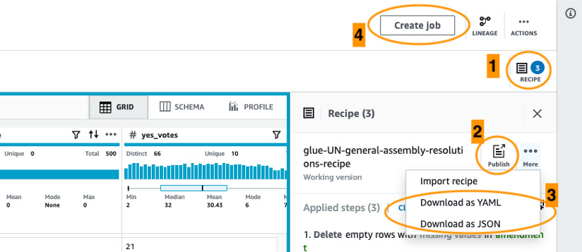 Figure 4.3 – Options to create, publish, and import/export recipes
