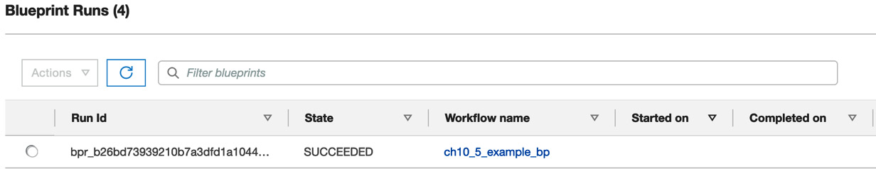 Figure 10.23 – Blueprint run status
