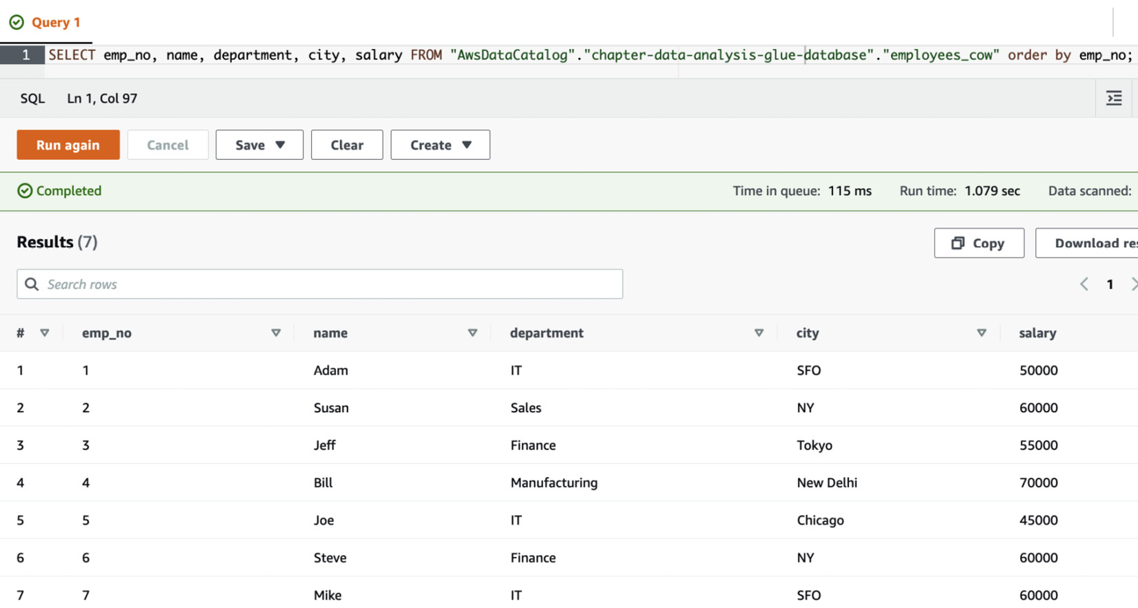 Figure 13.18 – The query results for the Hudi table
