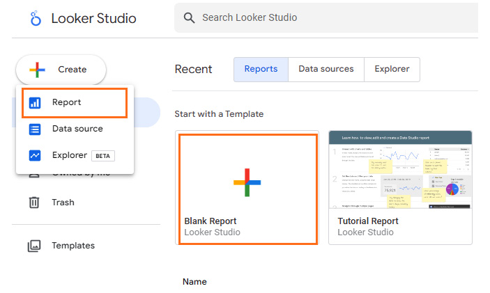 Figure 4.5 – Creating a new report
