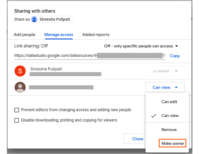 Figure 4.29 – Making a different user the owner of the data source
