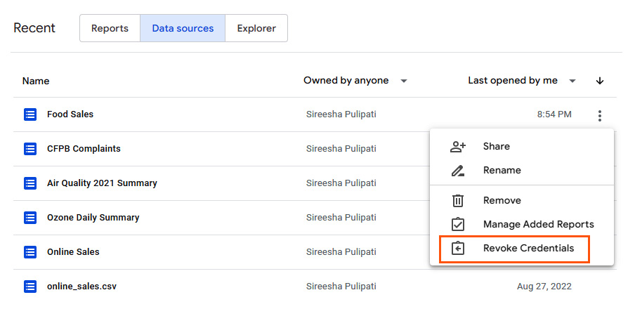 Figure 4.31 – Revoking data source credentials post ownership transfer
